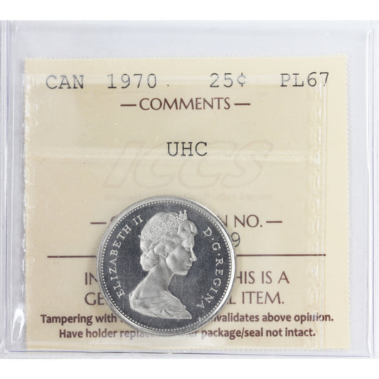 1970 Canada 25-cents ICCS Certified PL67 Ultra Heavy Cameo