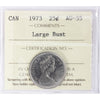 1973 Large Bust Canada 25-cents ICCS Certified AU55