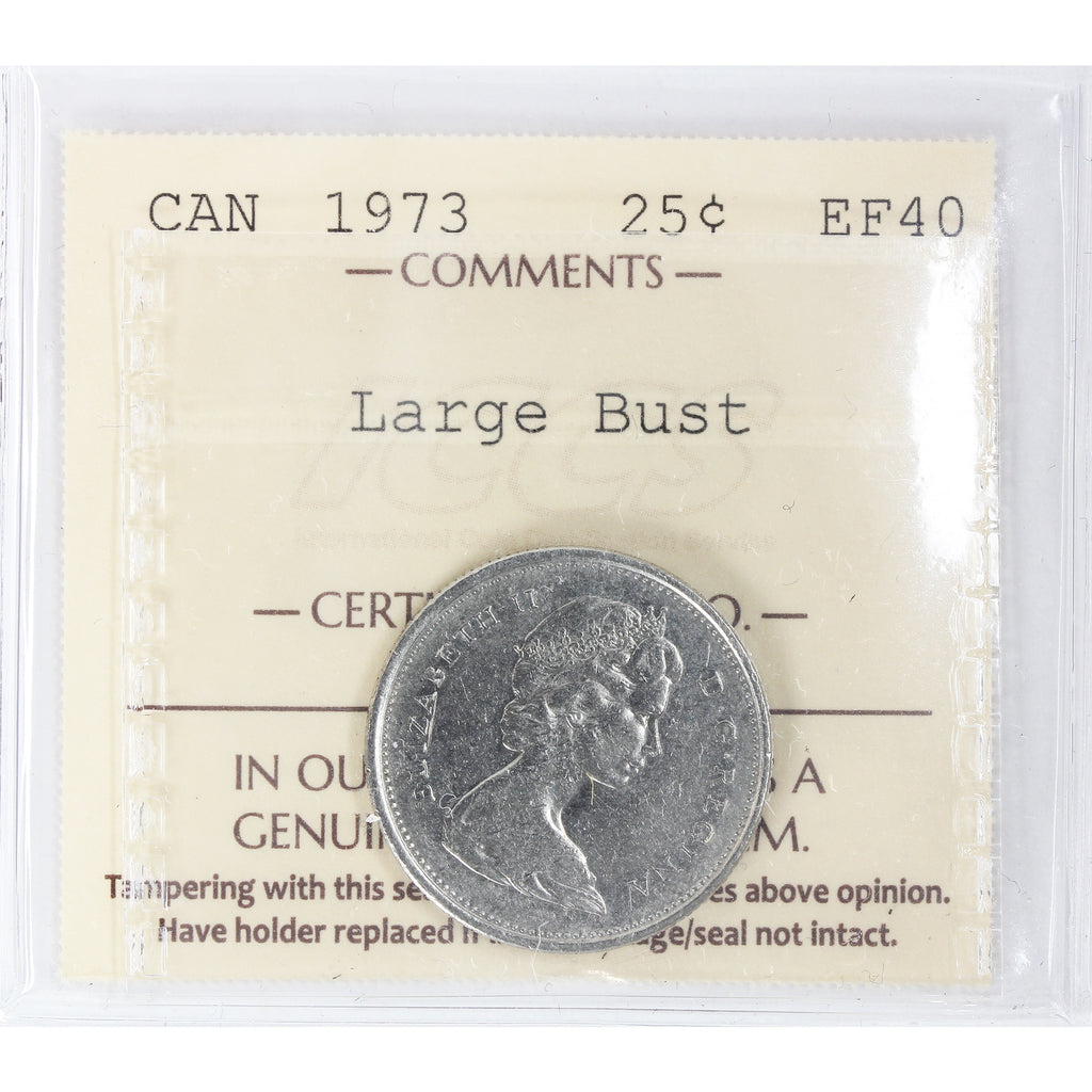 1973 Large Bust Canada 25-cents ICCS Certified EF40