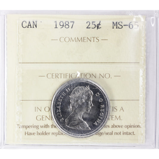 1987 Canada 25-cents ICCS Certified MS-65