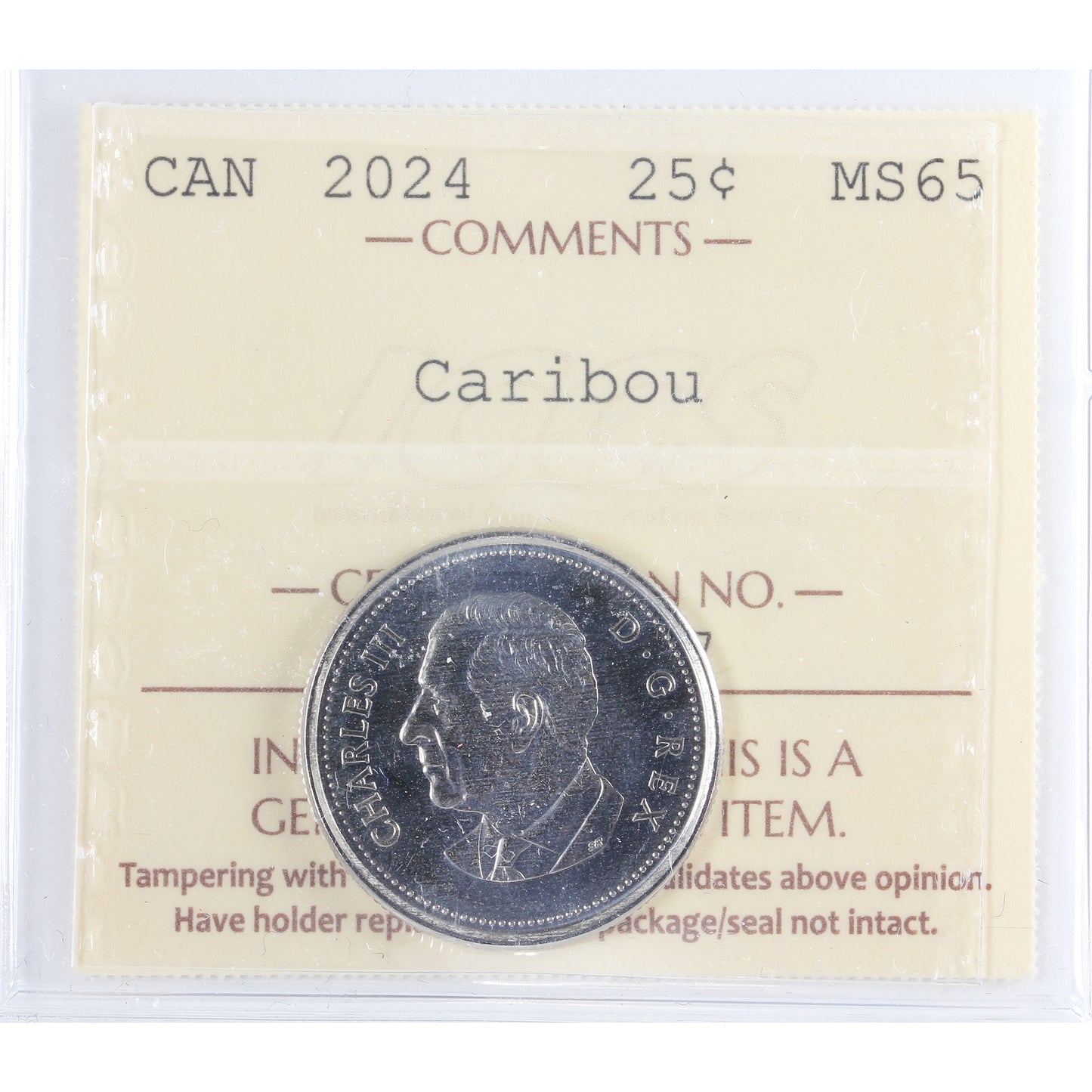 2024 Caribou Canada 25-cents ICCS Certified MS65