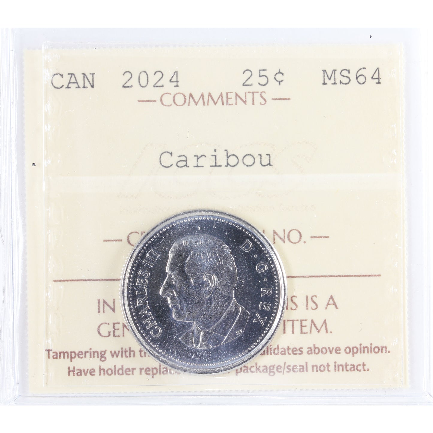 2024 Caribou Canada 25-cents ICCS Certified MS64