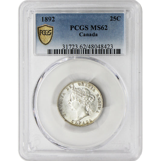 1892 Canada 25-cents PCGS Certified MS-62