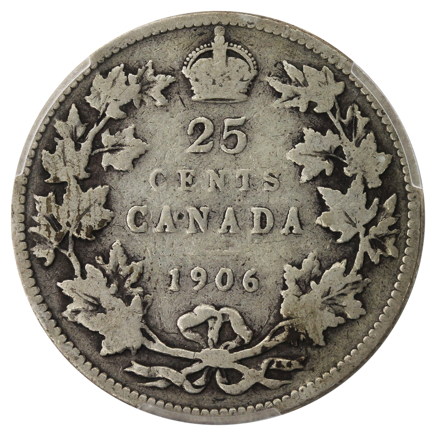 1906 Small Crown Canada 25-cents PCGS & ICCS Cross Certified G6