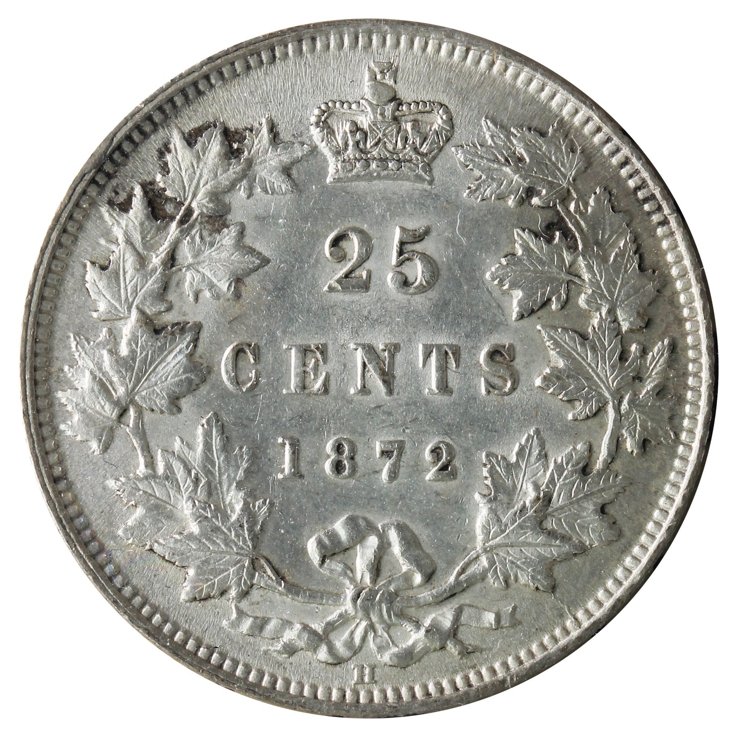 1872H Obv. 2 Canada 25-cents ICCS Certified MS-63 (XVR 144)