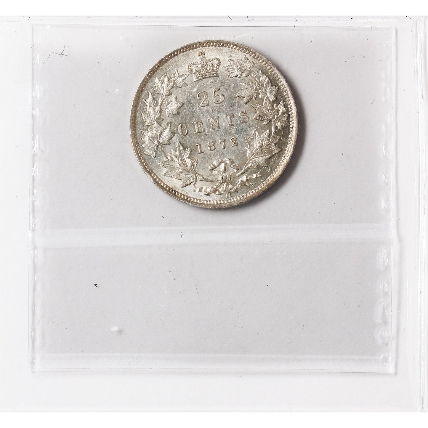 1872H 7/7, Obv. 2 Canada 25-cents ICCS Certified AU-50