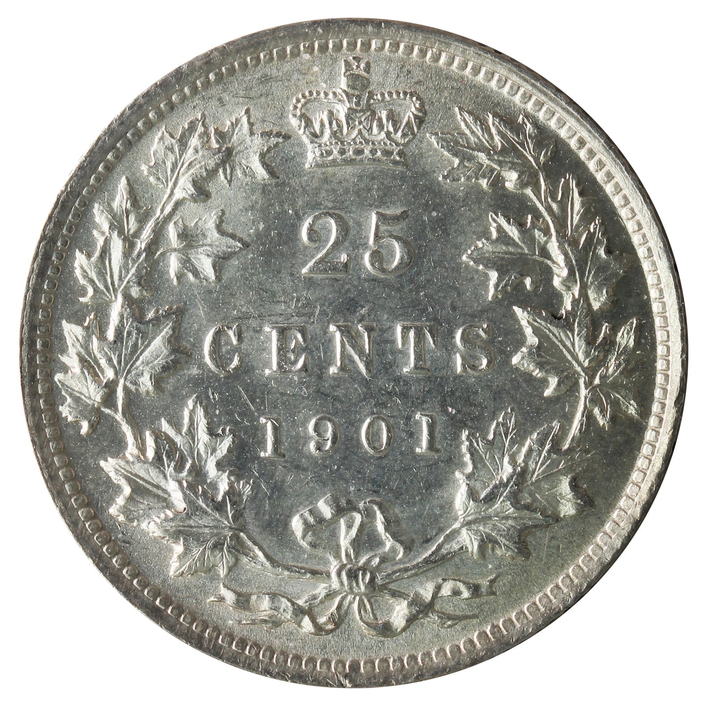 1901 Canada 25-cents ICCS Certified AU55