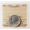 1912 Canada 25-cents ICCS Certified VF30