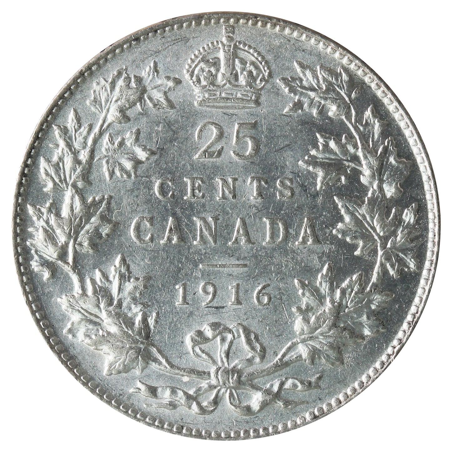 1916 Canada 25-cents ICCS Certified AU50