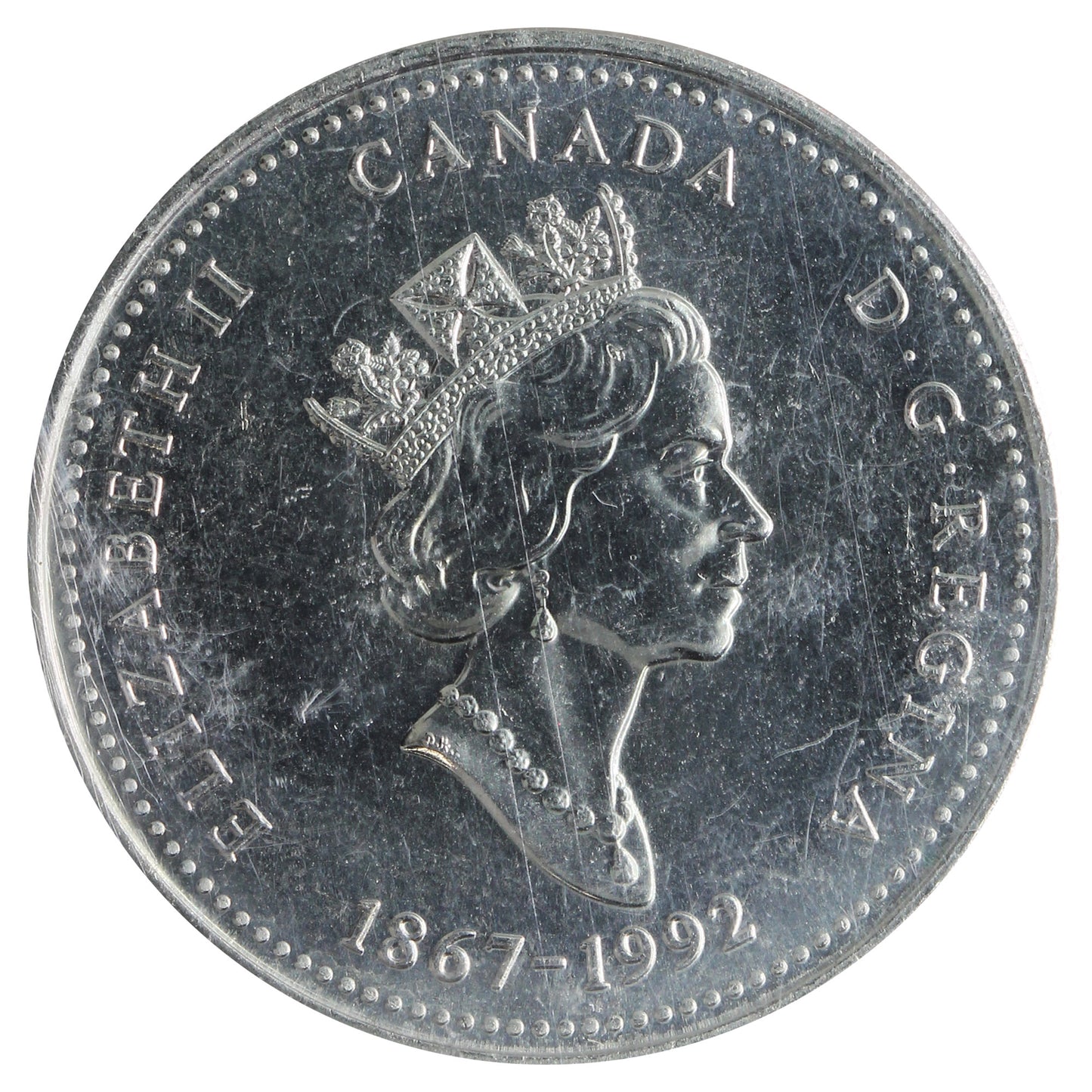 1992 NB Upset Dies 180 Degrees Canada 25-cents ICCS Certified MS64