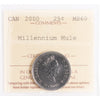 2000 Millennium Mule Canada 25-cents ICCS Certified MS60