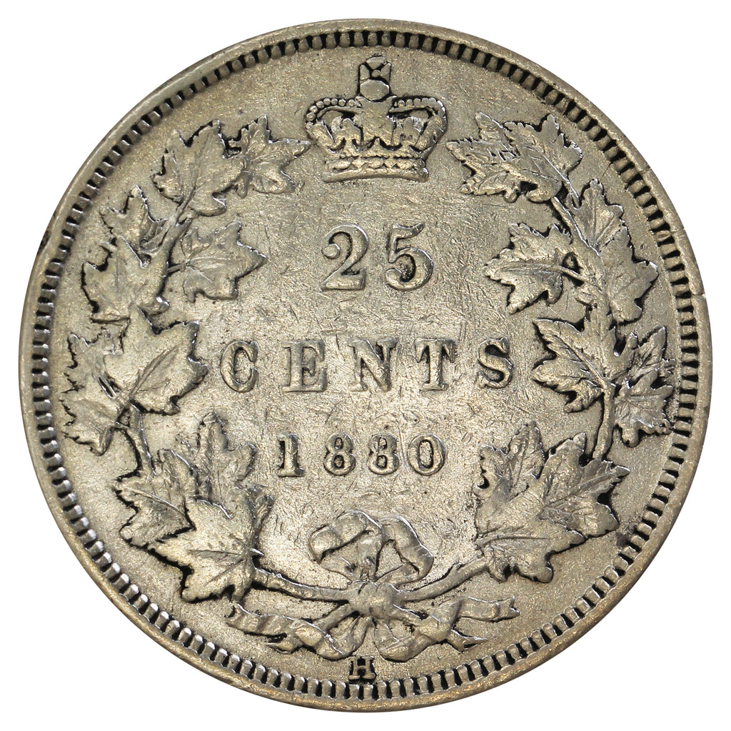 1880H Wide O Canada 25-cents Very Fine (VF-20) $