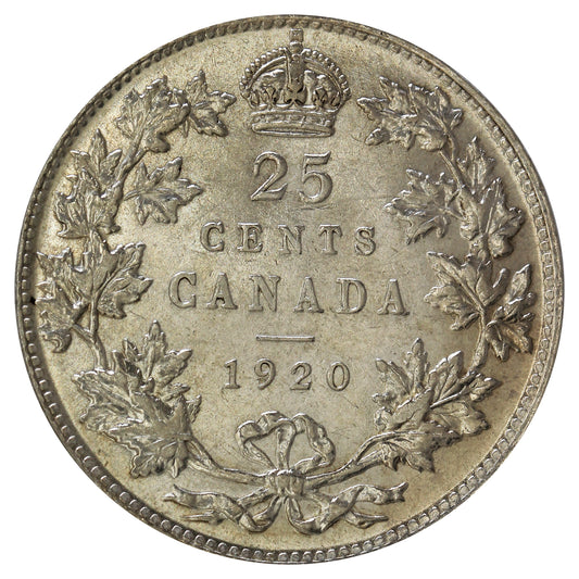 1920 Canada 25-cents AU-UNC (AU-55) $