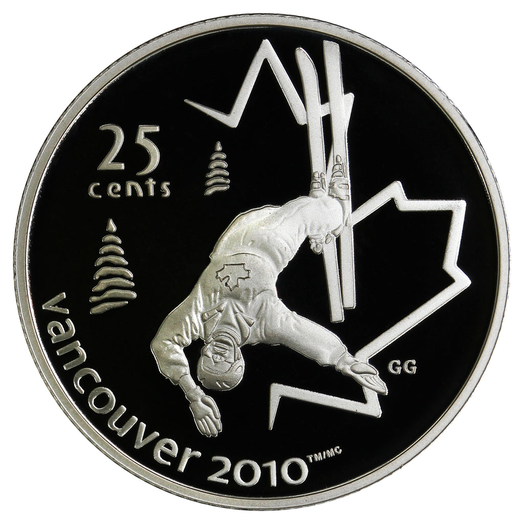 2008 Freestyle Skiing Canada 25-cents Silver Proof