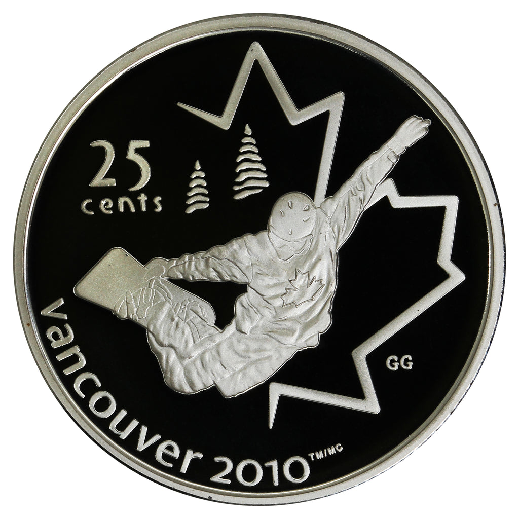 2008 Snowboarding Canada 25-cents Silver Proof