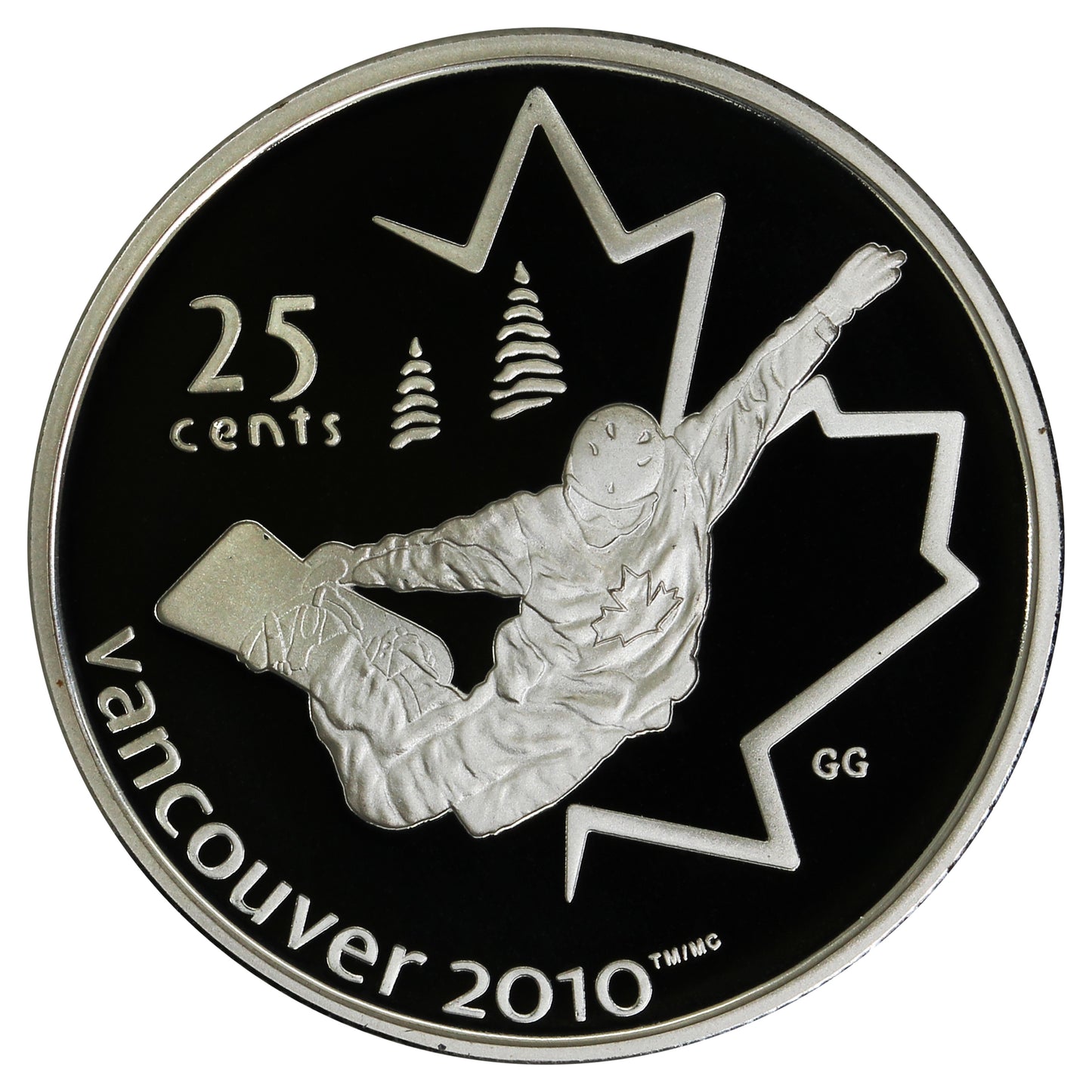 2008 Snowboarding Canada 25-cents Silver Proof