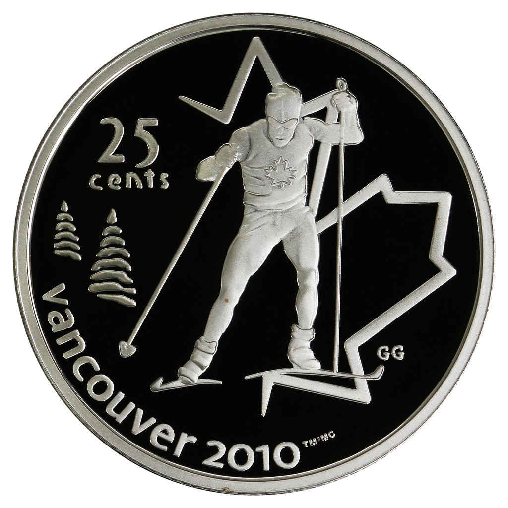 2009 Cross Country Skiing Canada 25-cents Silver Proof