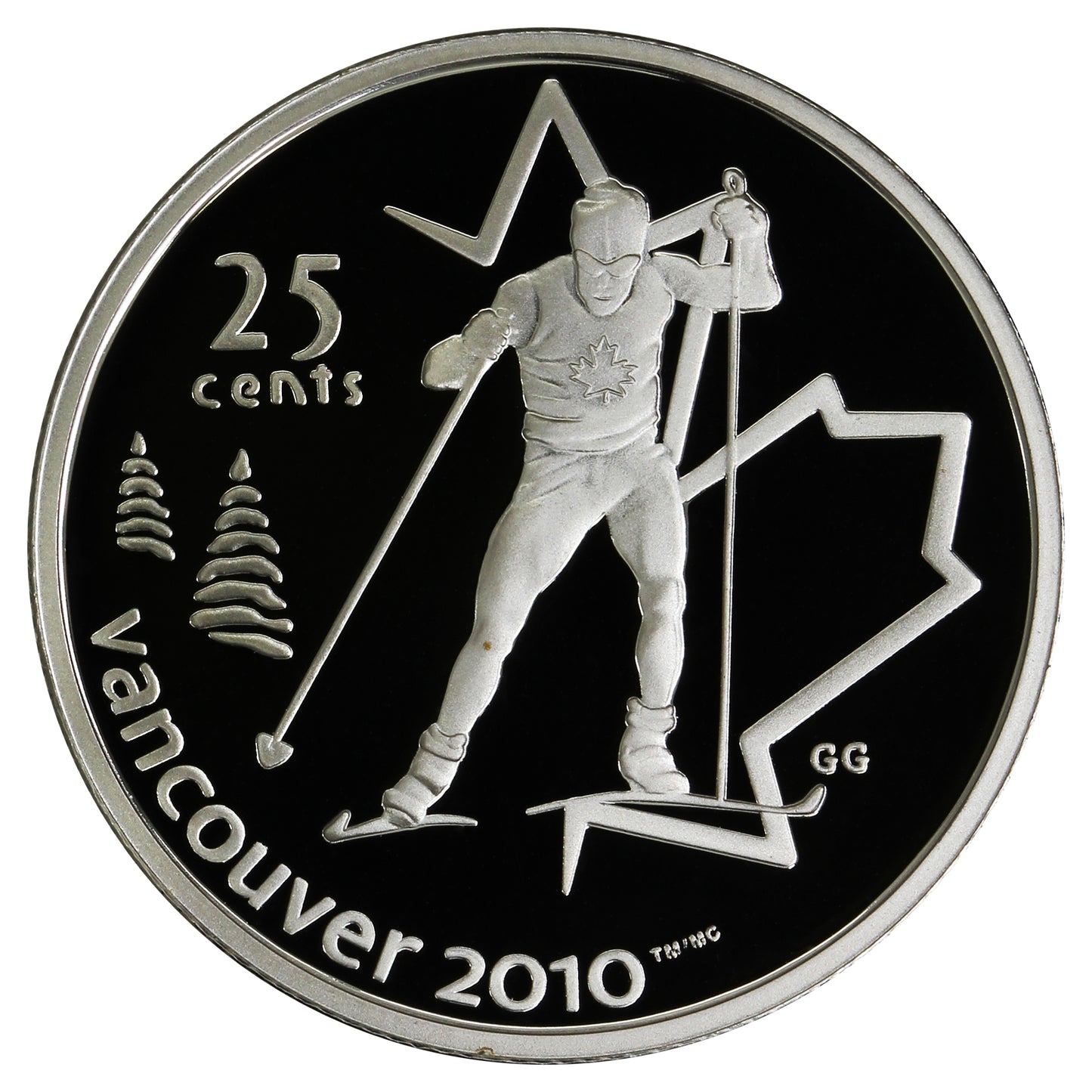 2009 Cross Country Skiing Canada 25-cents Silver Proof