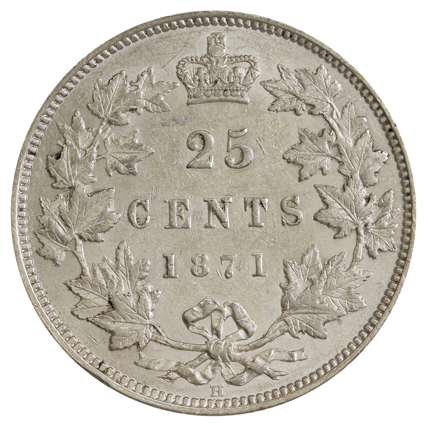 1871H Obv. 2 Canada 25-cents EF-AU (EF45) $