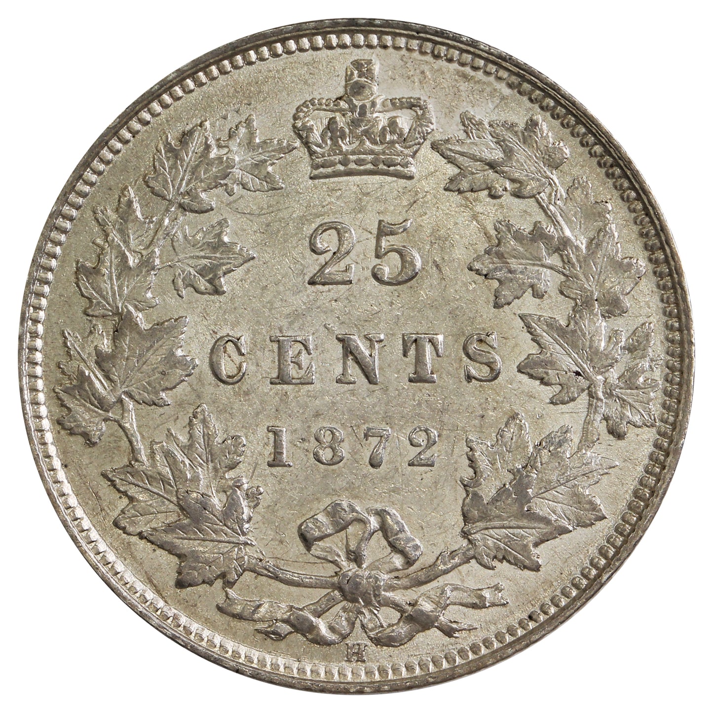 1872H 7/7 Canada 25-cents EF-AU (EF45) $