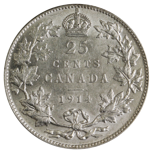 1914 Canada 25-cents Almost Uncirculated (AU50) $