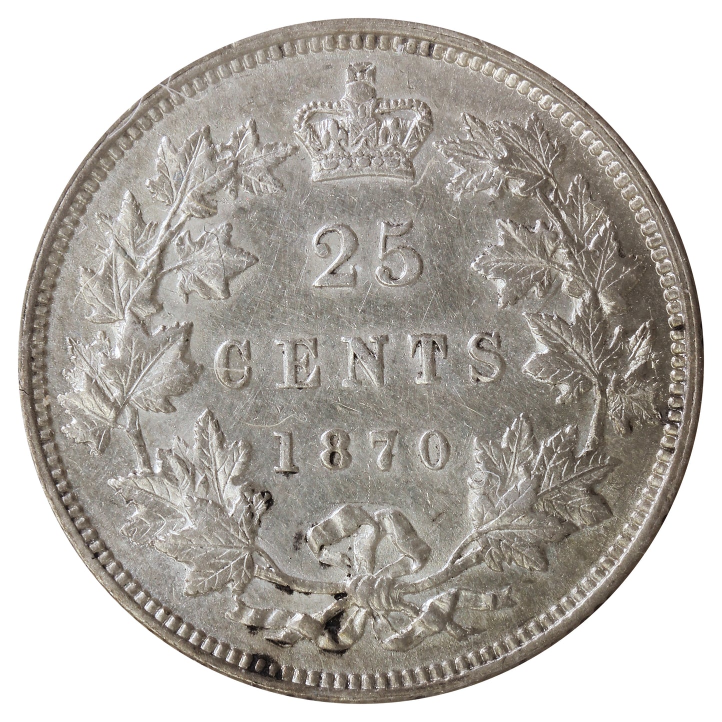1870 Obv. 1 Canada 25-cents ICCS Certified AU50