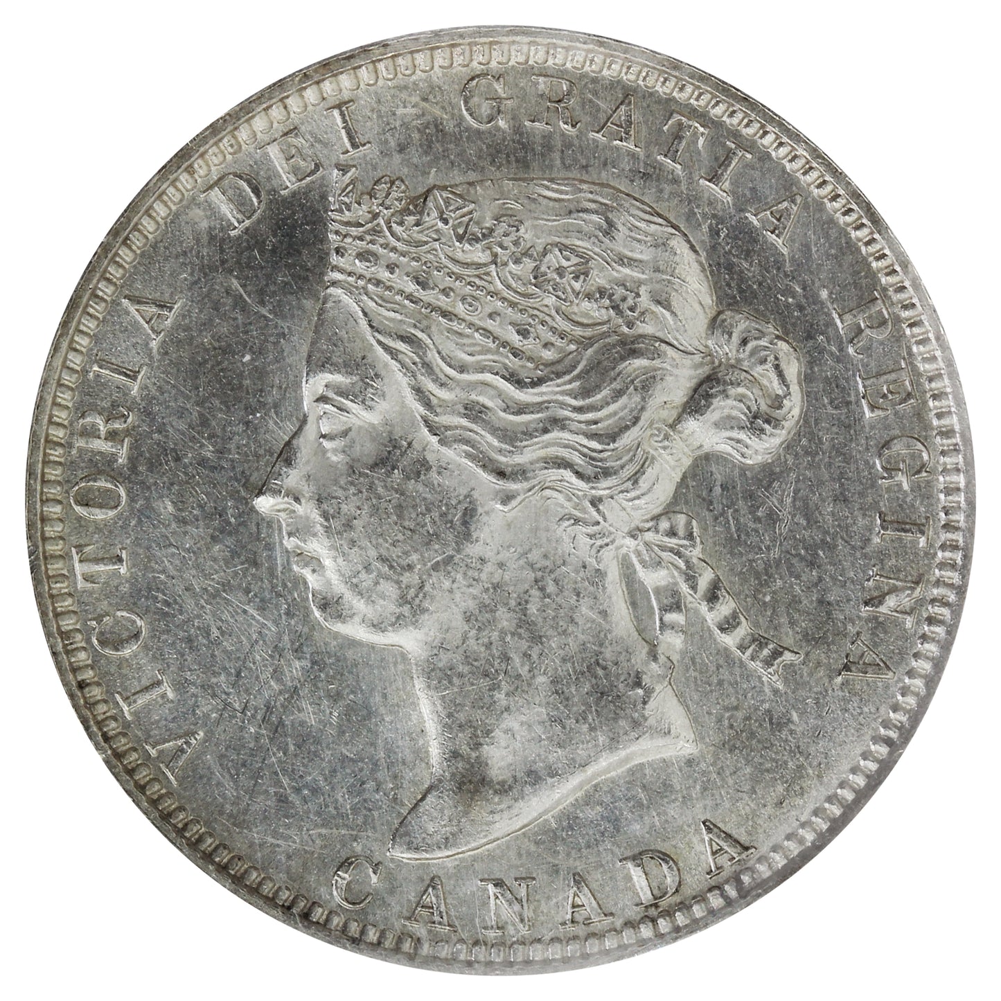 1883H Canada 25-cents ICCS Certified AU55