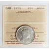 1905 Canada 25-cents ICCS Certified AU50