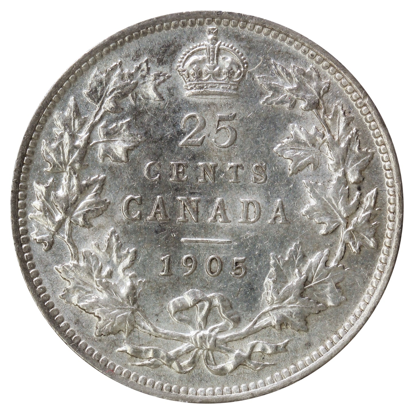 1905 Canada 25-cents ICCS Certified AU50