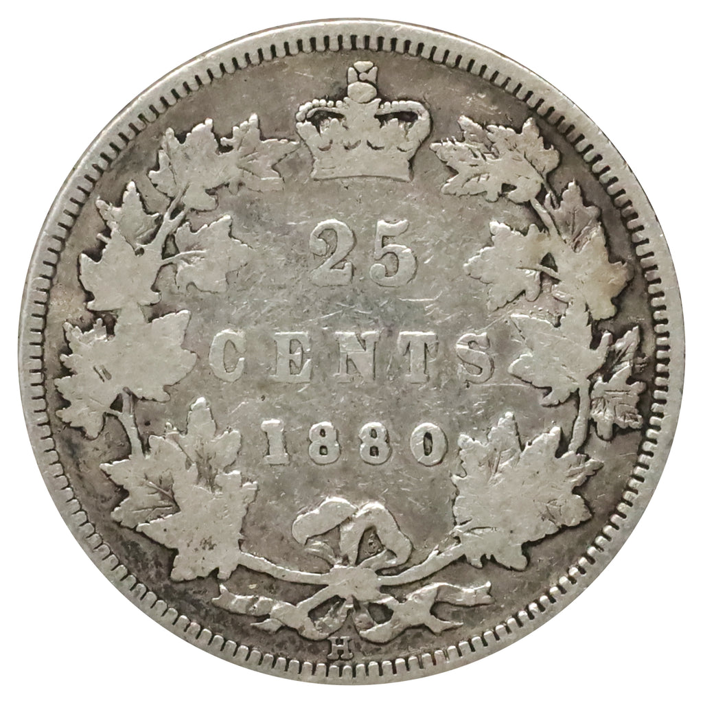 1880H Narrow Over Wide O Canada 25-cents Very Good (VG8) $