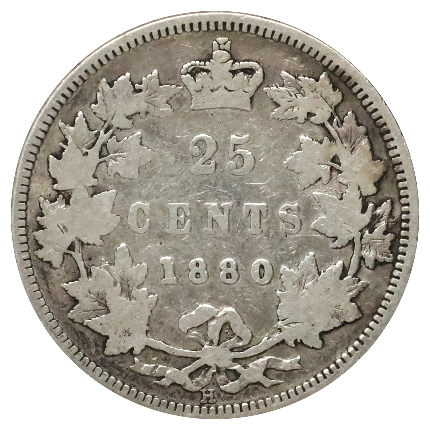 1880H Narrow Over Wide O Canada 25-cents Very Good (VG8) $