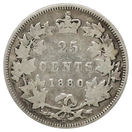 1880H Narrow Over Wide O Canada 25-cents Very Good (VG8) $