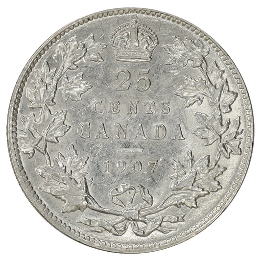 1907 Canada 25-cents EF-AU (EF45) $