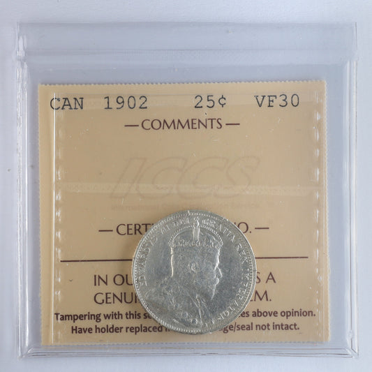 1902 Canada 25-cents ICCS Certified VF30
