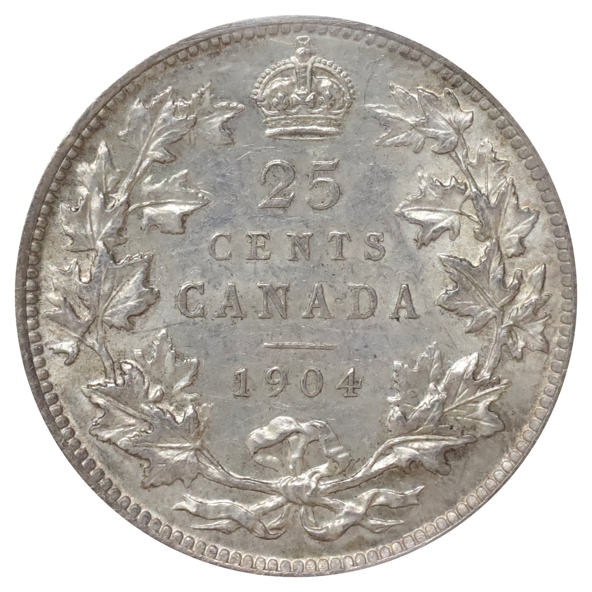 1904 Canada 25-cents ICCS Certified AU50