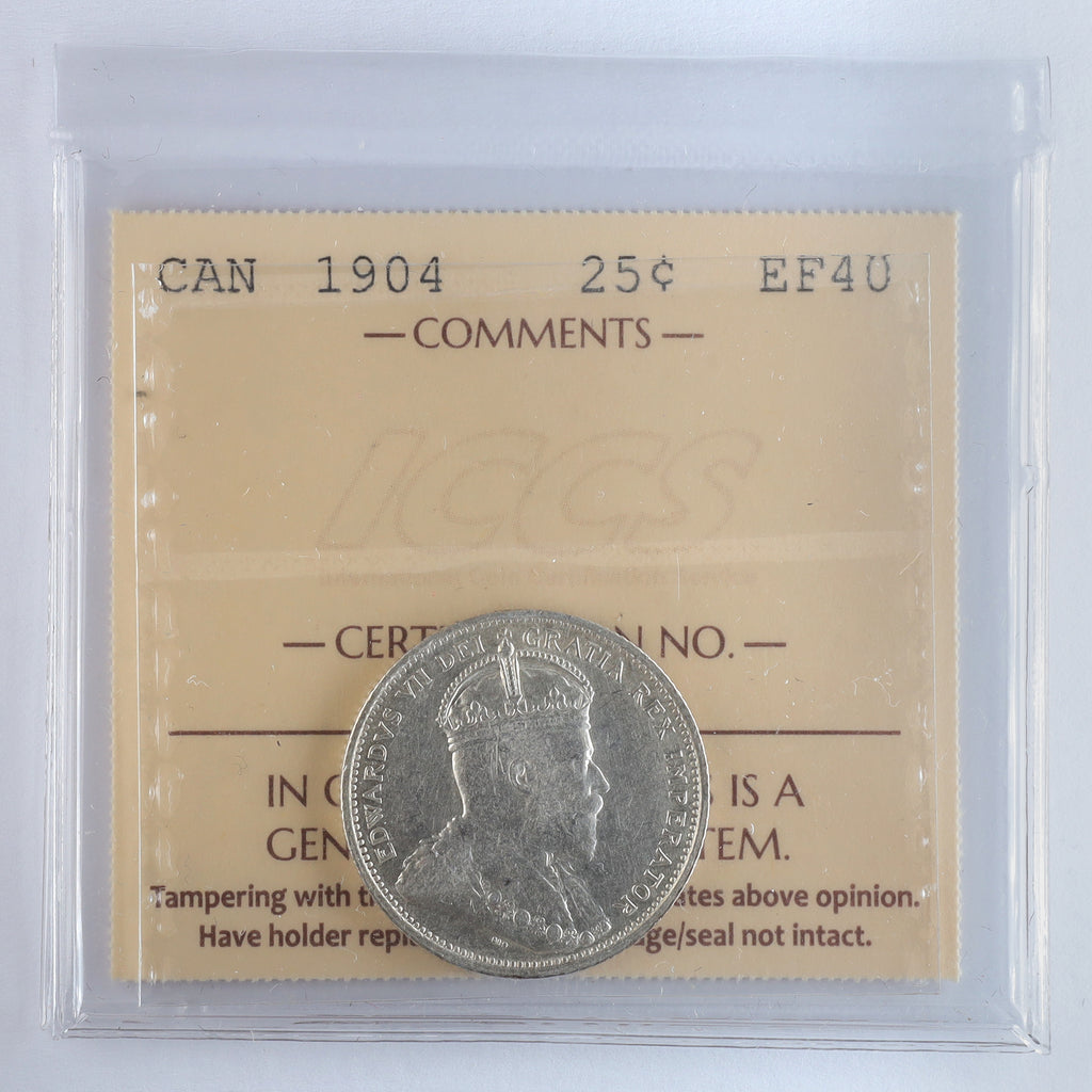 1904 Canada 25-cents ICCS Certified EF40