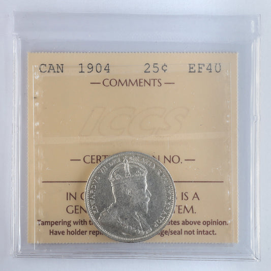 1904 Canada 25-cents ICCS Certified EF40