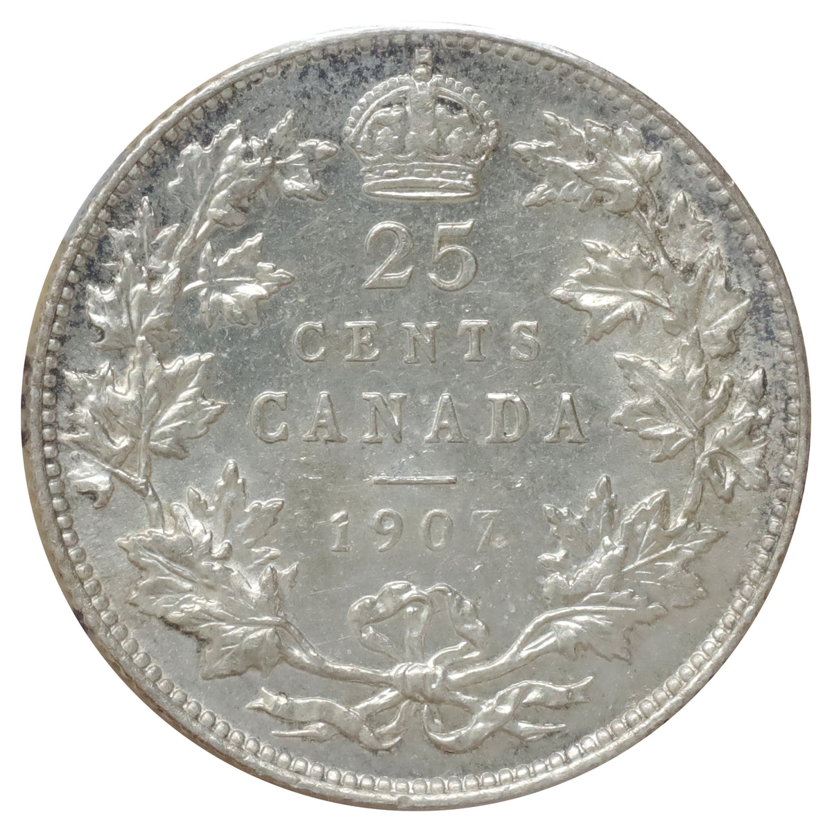 1907 Canada 25-cents ICCS Certified AU55