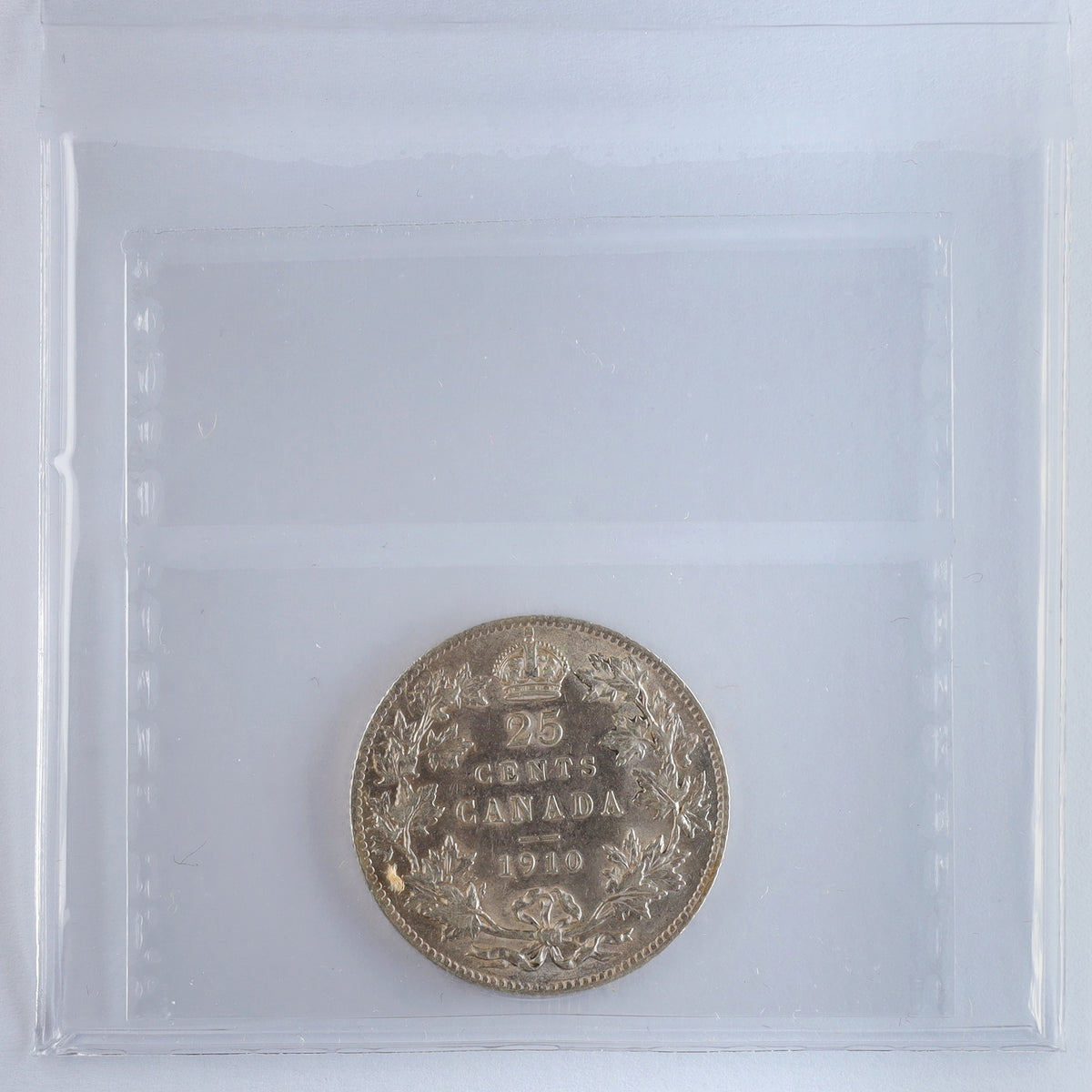1910 Canada 25-cents ICCS Certified AU50