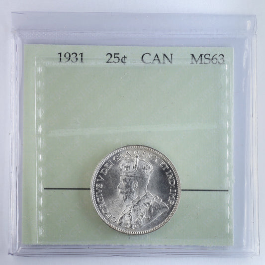 1931 Canada 25-cents Prestige Certified MS63 (100-1042)