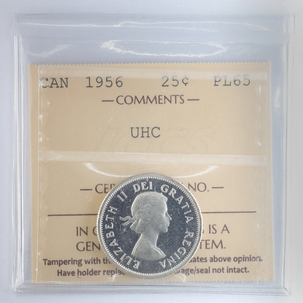 1956 Canada 25-cents ICCS Certified PL65 UHC