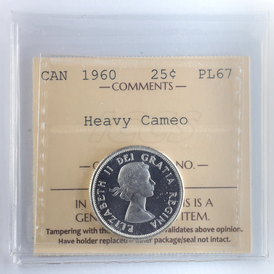 1960 Canada 25-cents ICCS Certified PL67 Heavy Cameo