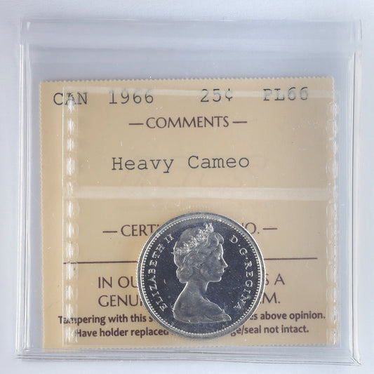 1966 Canada 25-cents ICCS Certified PL66 Heavy Cameo