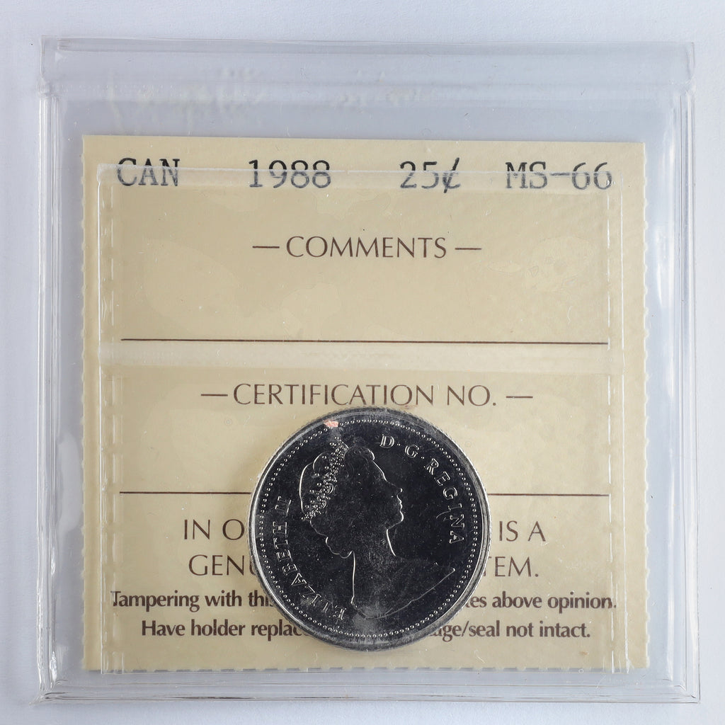 1988 Canada 25-cents ICCS Certified MS66