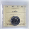 1992 Quebec Canada 25-cents ICCS Certified MS66