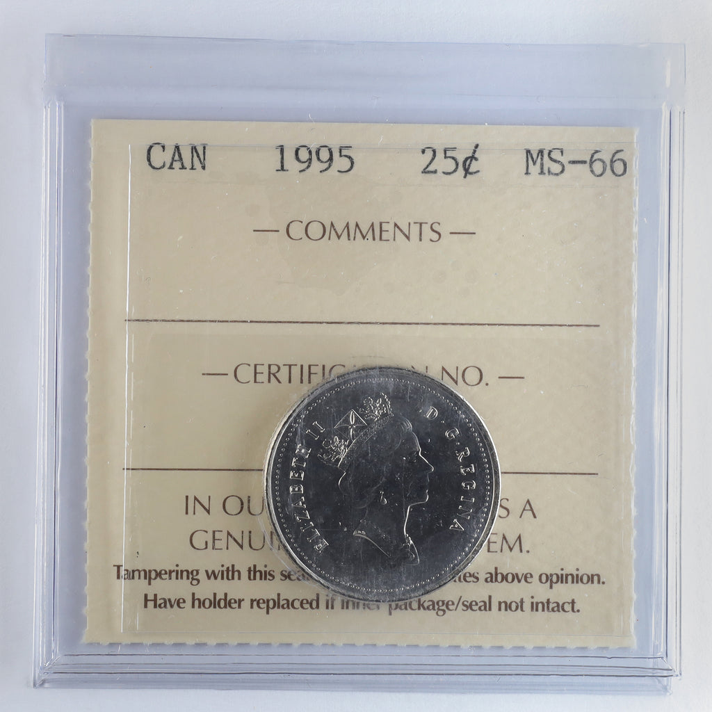 1995 Canada 25-cents ICCS Certified MS66