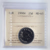 1998W Canada 25-cents ICCS Certified MS65