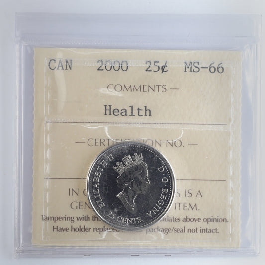 2000 Health Canada 25-cents ICCS Certified MS66