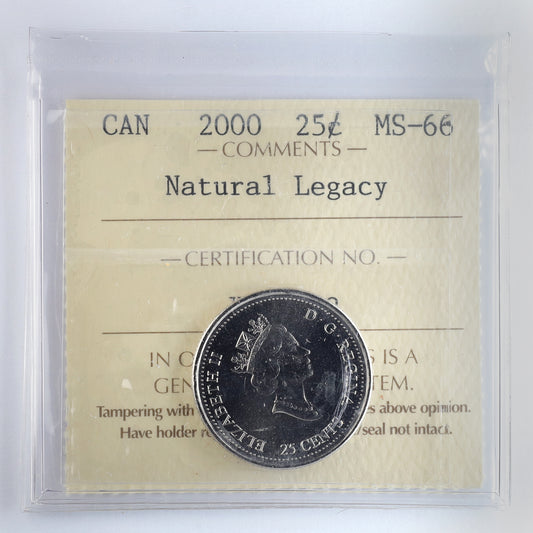 2000 Natural Legacy Canada 25-cents ICCS Certified MS66