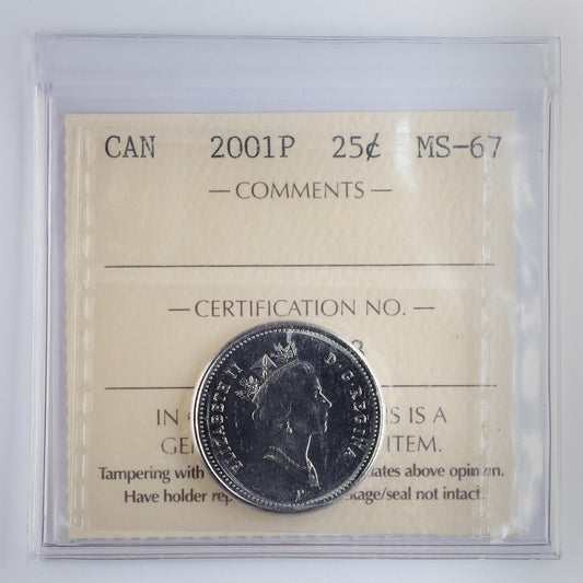 2001P Canada 25-cents ICCS Certified MS67